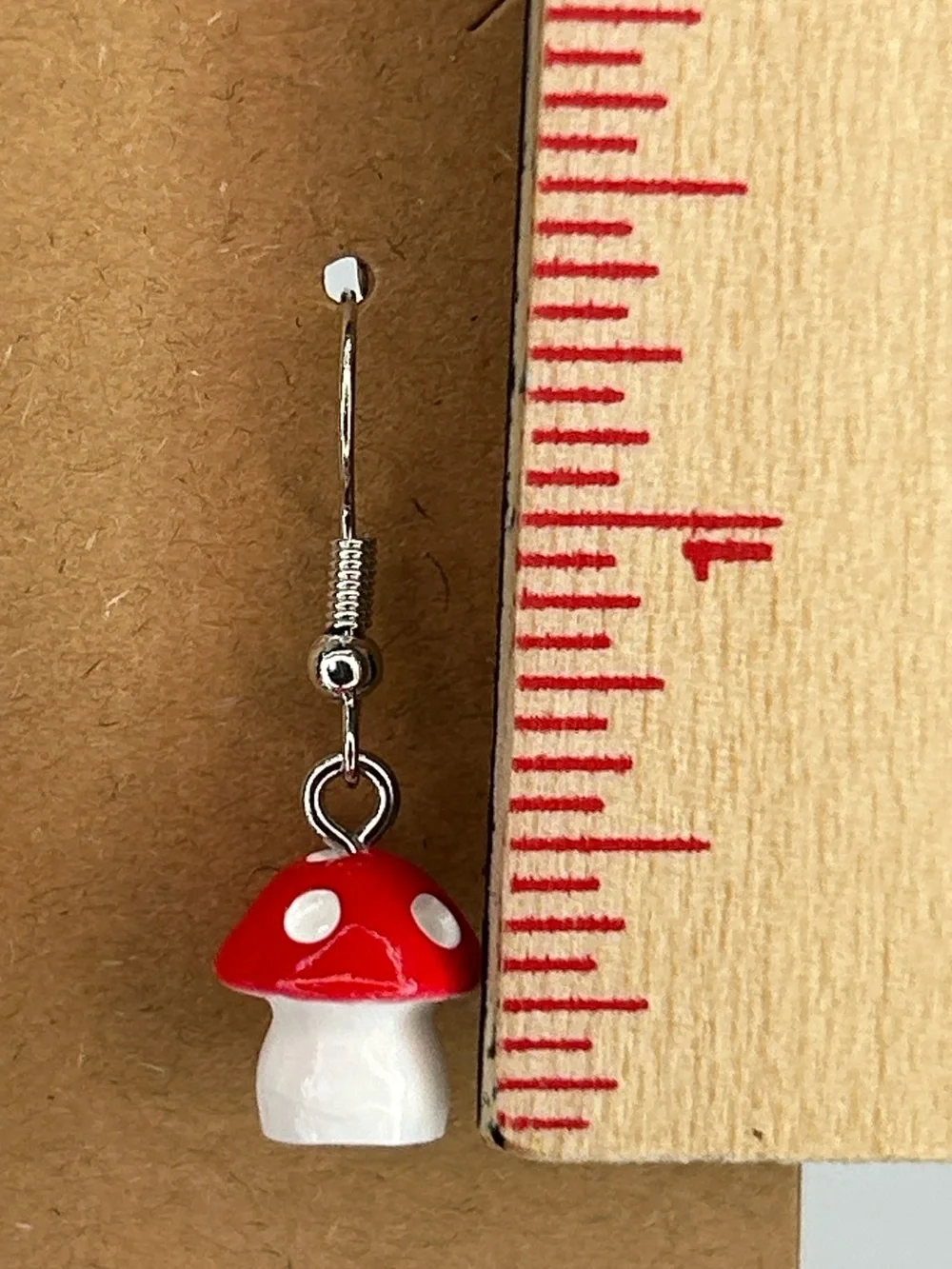 Red & White Mushroom Dangle Earrings Fashion Jewelry - Picture 2 of 3
